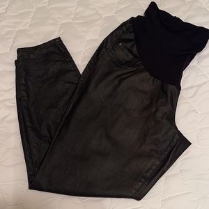 Indigo Blue Faux Leather Maternity Pants  - 1X